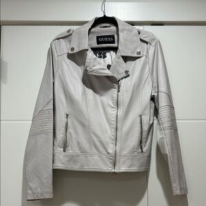 Guess Women's Light Gray Leather Jacket